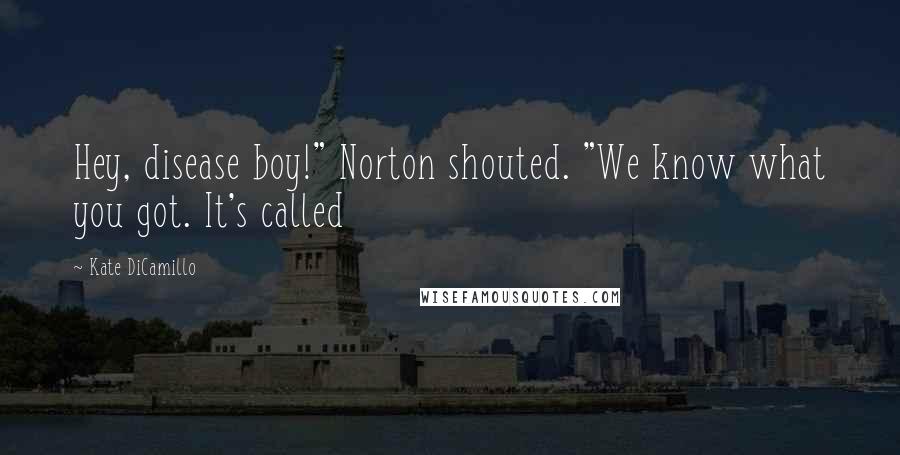 Kate DiCamillo Quotes: Hey, disease boy!" Norton shouted. "We know what you got. It's called