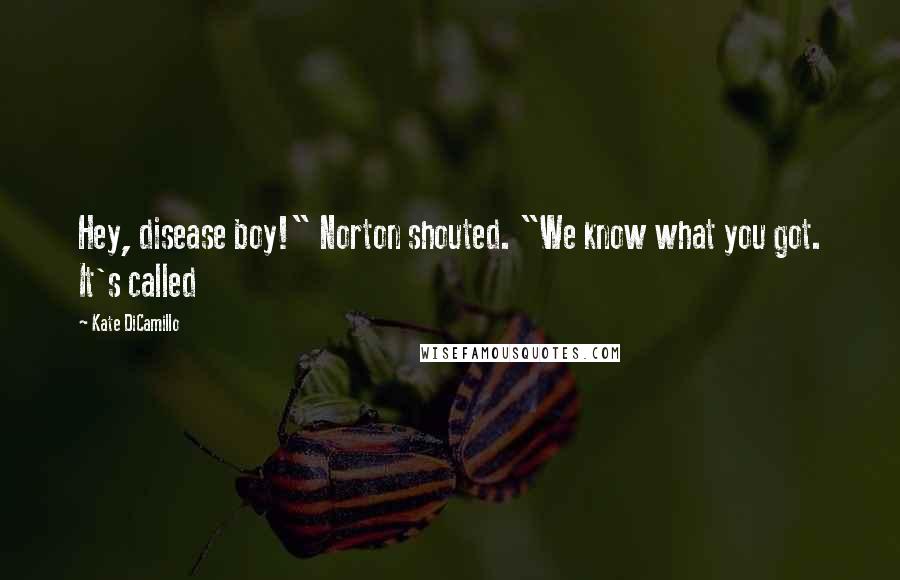 Kate DiCamillo Quotes: Hey, disease boy!" Norton shouted. "We know what you got. It's called