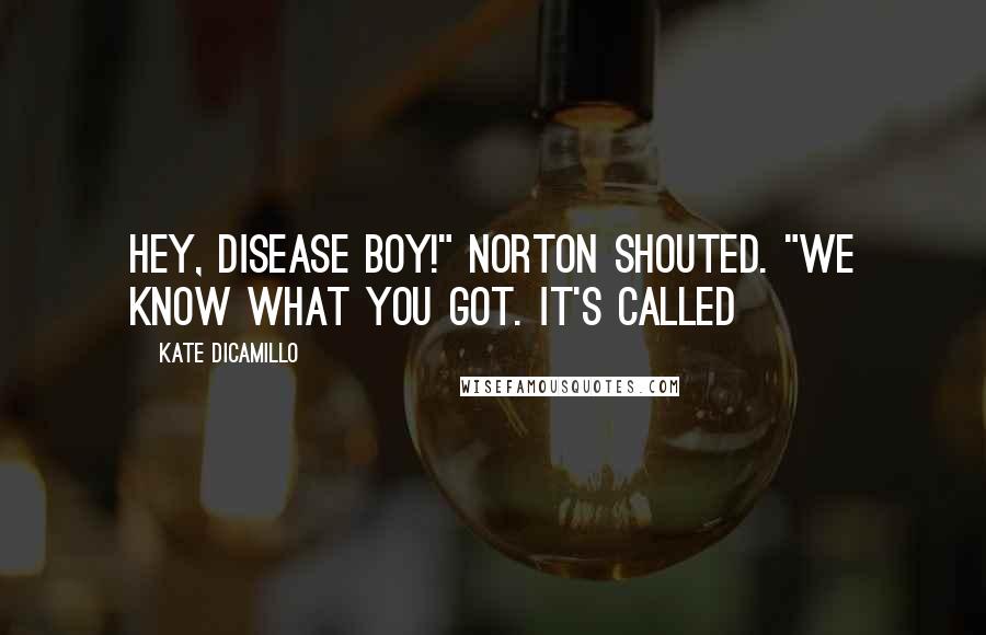 Kate DiCamillo Quotes: Hey, disease boy!" Norton shouted. "We know what you got. It's called