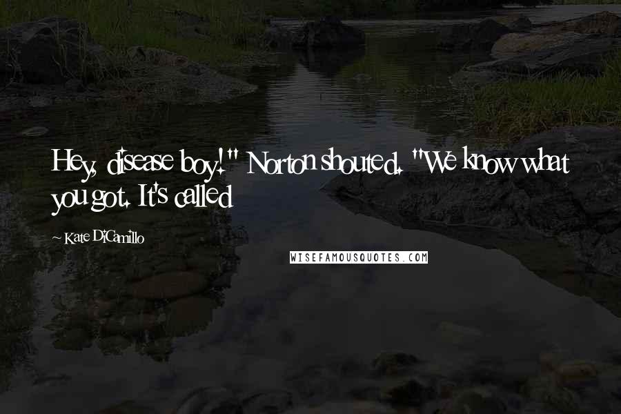 Kate DiCamillo Quotes: Hey, disease boy!" Norton shouted. "We know what you got. It's called