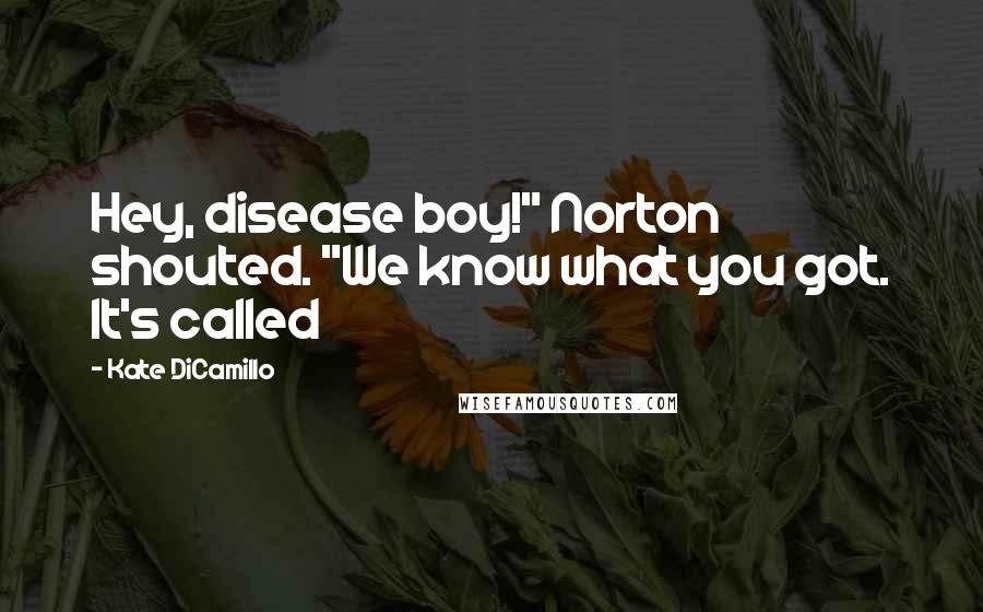 Kate DiCamillo Quotes: Hey, disease boy!" Norton shouted. "We know what you got. It's called