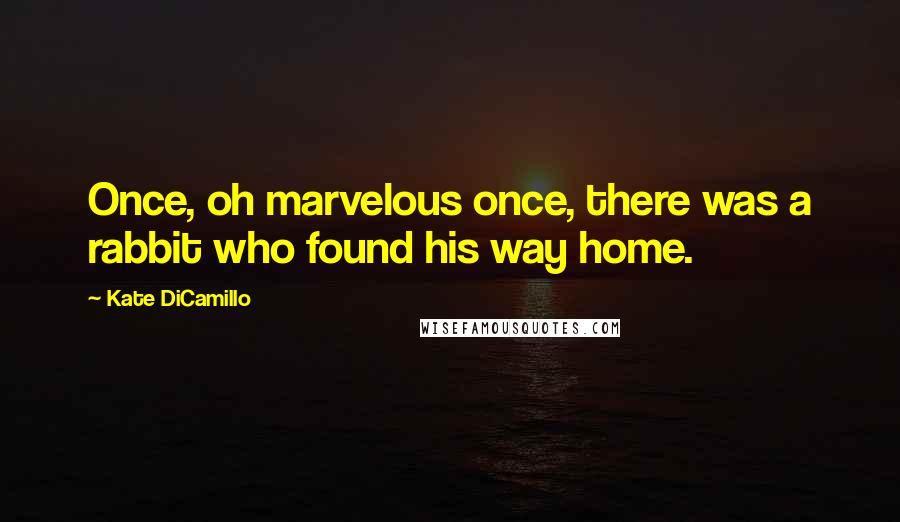 Kate DiCamillo Quotes: Once, oh marvelous once, there was a rabbit who found his way home.