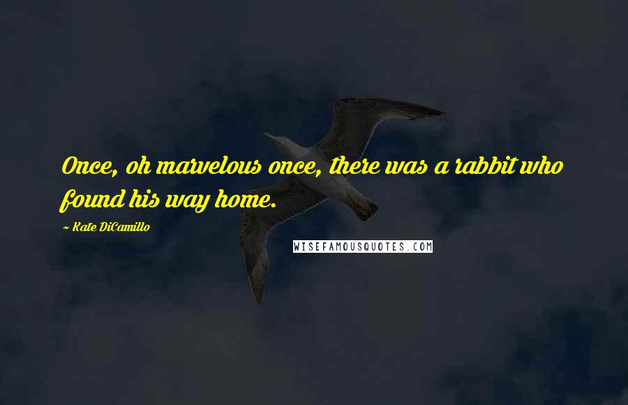 Kate DiCamillo Quotes: Once, oh marvelous once, there was a rabbit who found his way home.