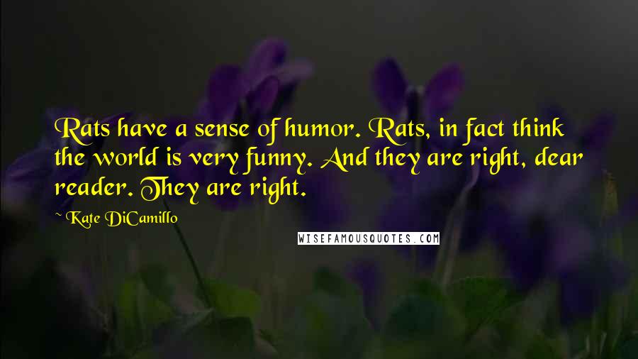 Kate DiCamillo Quotes: Rats have a sense of humor. Rats, in fact think the world is very funny. And they are right, dear reader. They are right.