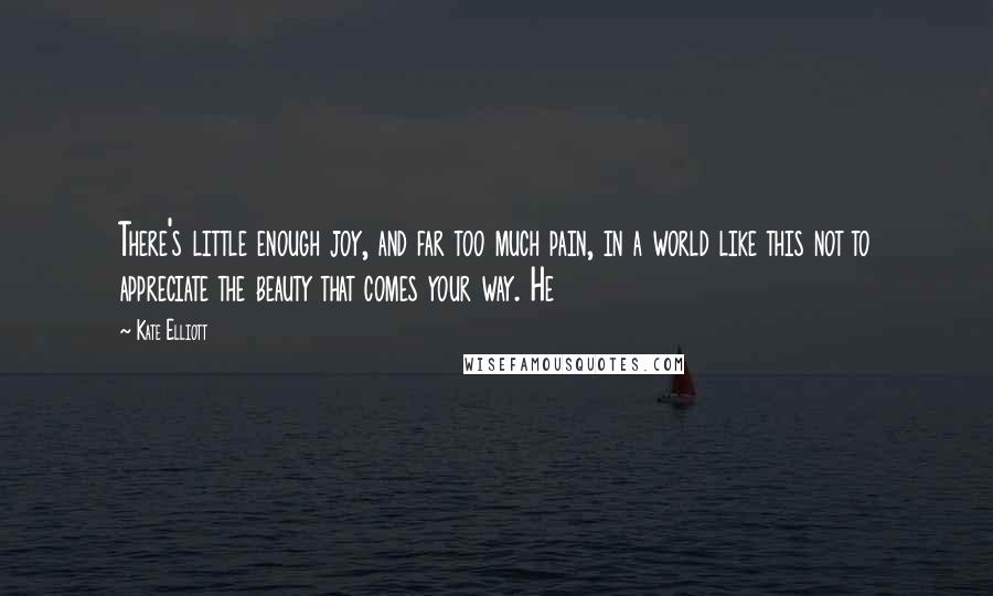 Kate Elliott Quotes: There's little enough joy, and far too much pain, in a world like this not to appreciate the beauty that comes your way. He