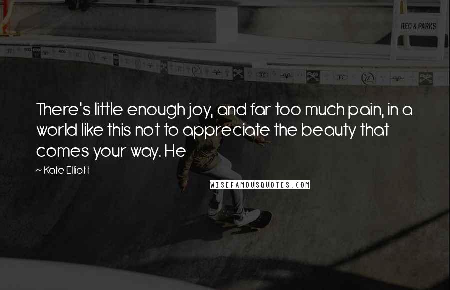 Kate Elliott Quotes: There's little enough joy, and far too much pain, in a world like this not to appreciate the beauty that comes your way. He