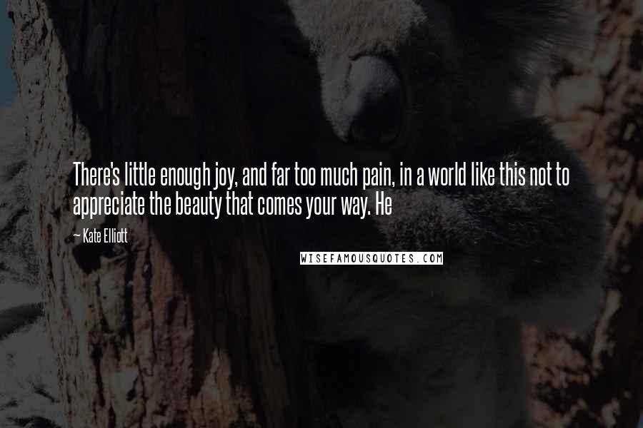 Kate Elliott Quotes: There's little enough joy, and far too much pain, in a world like this not to appreciate the beauty that comes your way. He