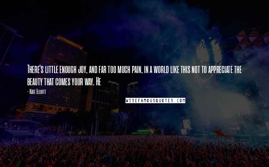 Kate Elliott Quotes: There's little enough joy, and far too much pain, in a world like this not to appreciate the beauty that comes your way. He