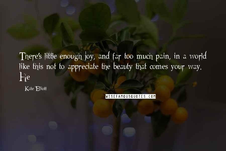 Kate Elliott Quotes: There's little enough joy, and far too much pain, in a world like this not to appreciate the beauty that comes your way. He