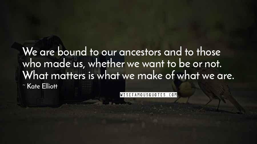 Kate Elliott Quotes: We are bound to our ancestors and to those who made us, whether we want to be or not. What matters is what we make of what we are.