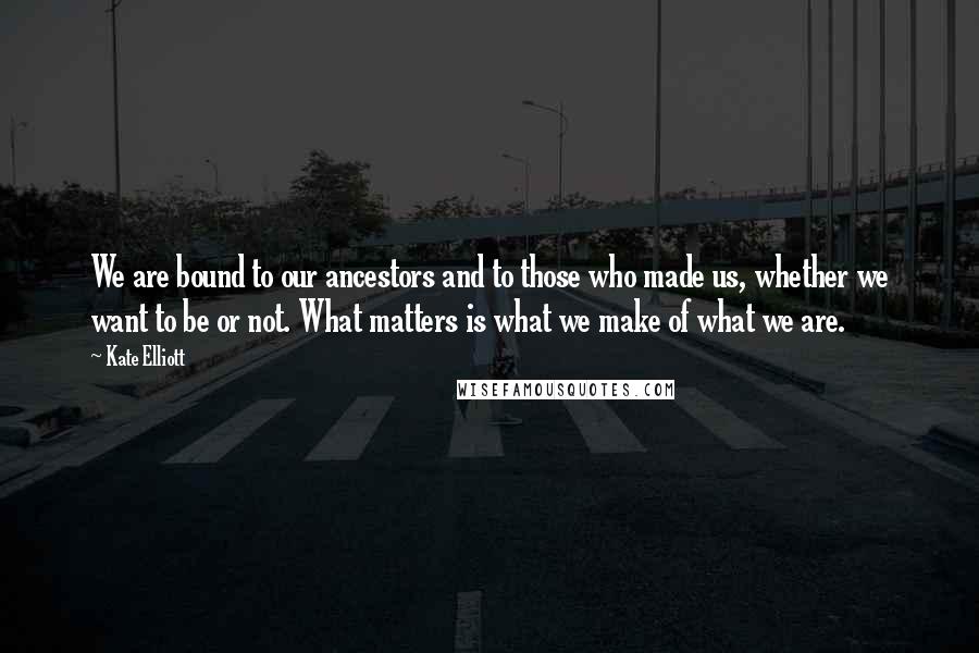 Kate Elliott Quotes: We are bound to our ancestors and to those who made us, whether we want to be or not. What matters is what we make of what we are.