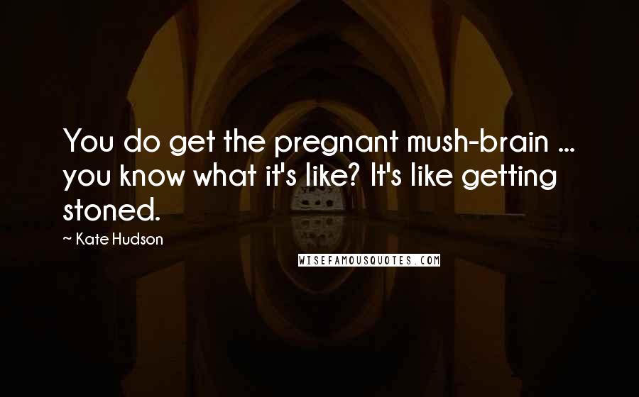 Kate Hudson Quotes: You do get the pregnant mush-brain ... you know what it's like? It's like getting stoned.