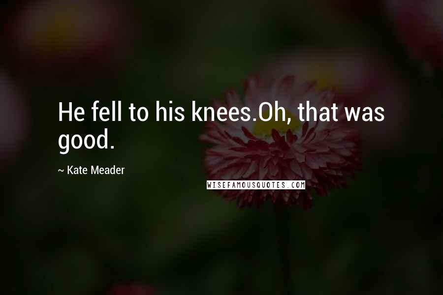 Kate Meader Quotes: He fell to his knees.Oh, that was good.