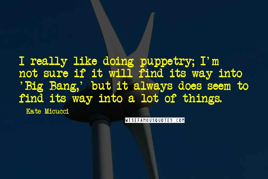 Kate Micucci Quotes: I really like doing puppetry; I'm not sure if it will find its way into 'Big Bang,' but it always does seem to find its way into a lot of things.