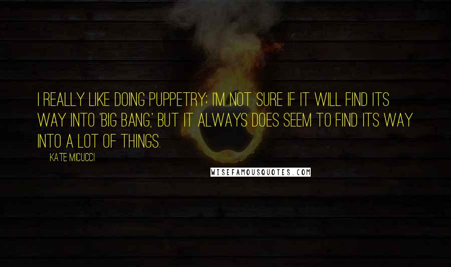 Kate Micucci Quotes: I really like doing puppetry; I'm not sure if it will find its way into 'Big Bang,' but it always does seem to find its way into a lot of things.