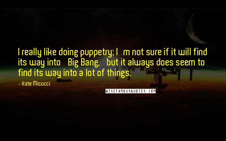 Kate Micucci Quotes: I really like doing puppetry; I'm not sure if it will find its way into 'Big Bang,' but it always does seem to find its way into a lot of things.