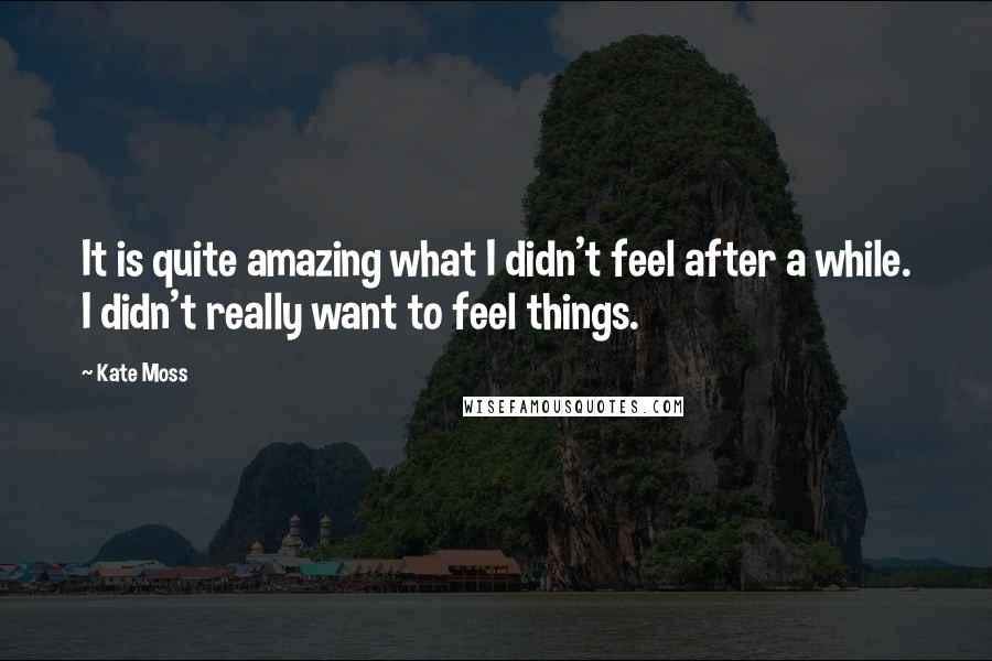 Kate Moss Quotes: It is quite amazing what I didn't feel after a while. I didn't really want to feel things.