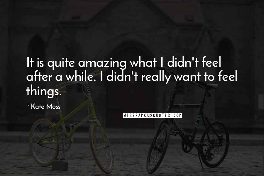 Kate Moss Quotes: It is quite amazing what I didn't feel after a while. I didn't really want to feel things.