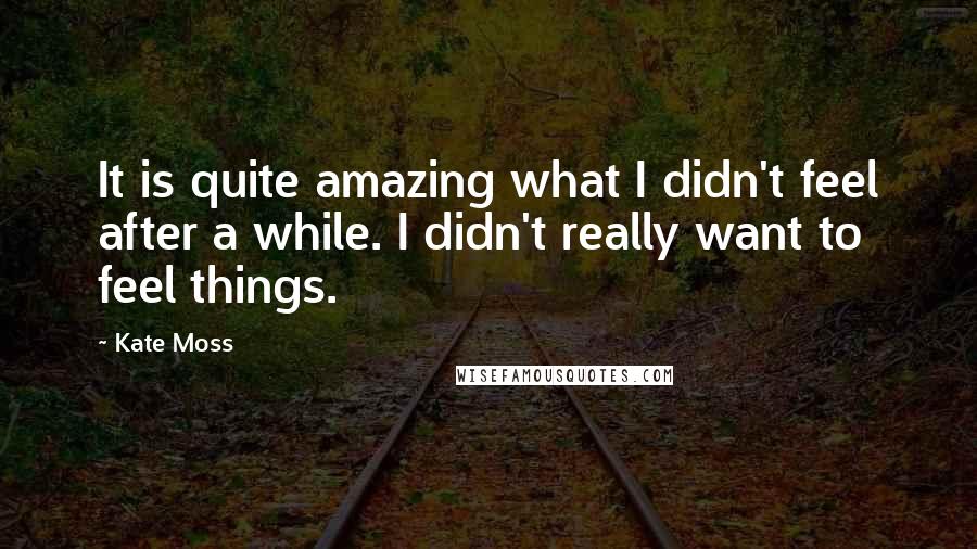 Kate Moss Quotes: It is quite amazing what I didn't feel after a while. I didn't really want to feel things.