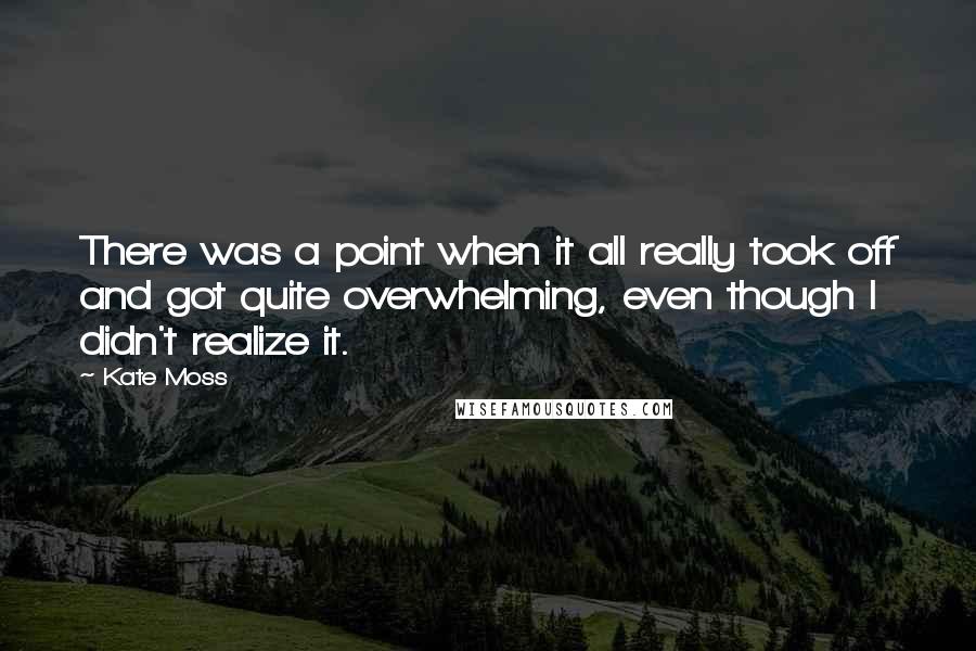 Kate Moss Quotes: There was a point when it all really took off and got quite overwhelming, even though I didn't realize it.