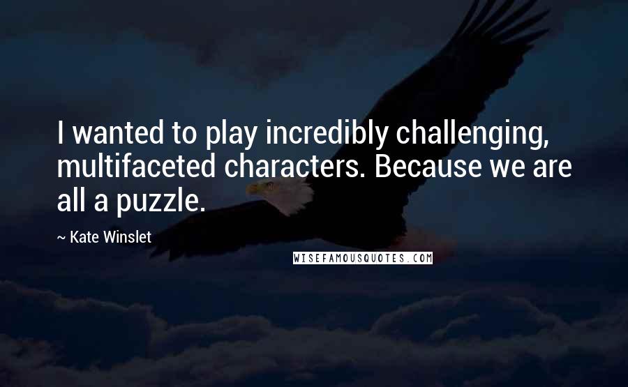 Kate Winslet Quotes: I wanted to play incredibly challenging, multifaceted characters. Because we are all a puzzle.