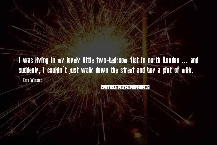 Kate Winslet Quotes: I was living in my lovely little two-bedroom flat in north London ... and suddenly, I couldn't just walk down the street and buy a pint of milk.