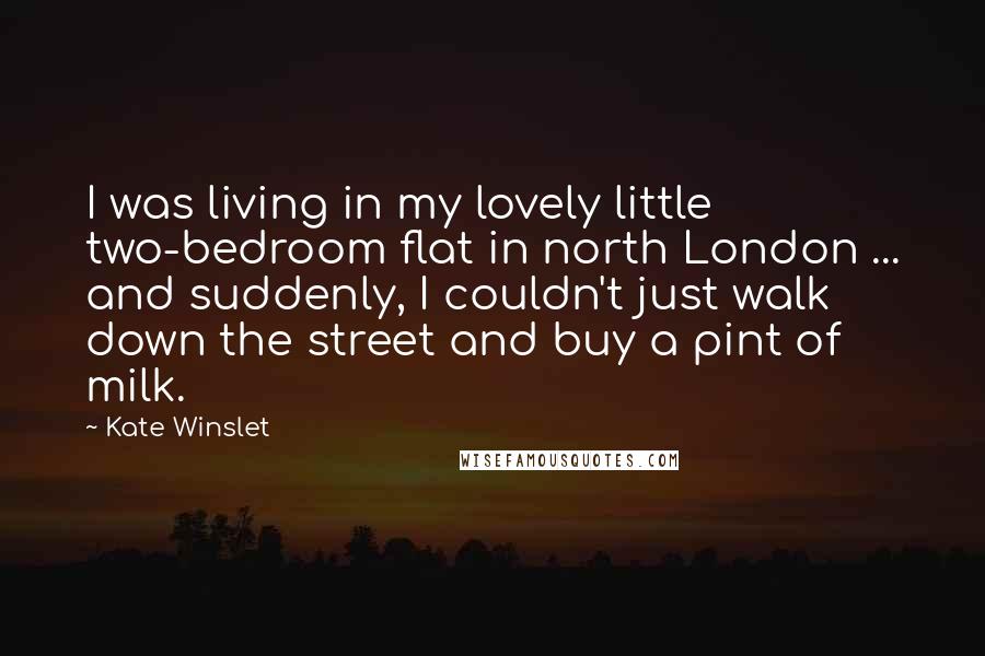 Kate Winslet Quotes: I was living in my lovely little two-bedroom flat in north London ... and suddenly, I couldn't just walk down the street and buy a pint of milk.