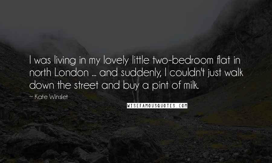 Kate Winslet Quotes: I was living in my lovely little two-bedroom flat in north London ... and suddenly, I couldn't just walk down the street and buy a pint of milk.