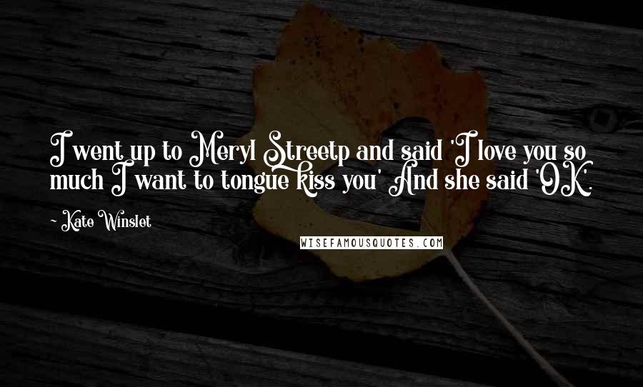 Kate Winslet Quotes: I went up to Meryl Streetp and said 'I love you so much I want to tongue kiss you' And she said 'OK'.