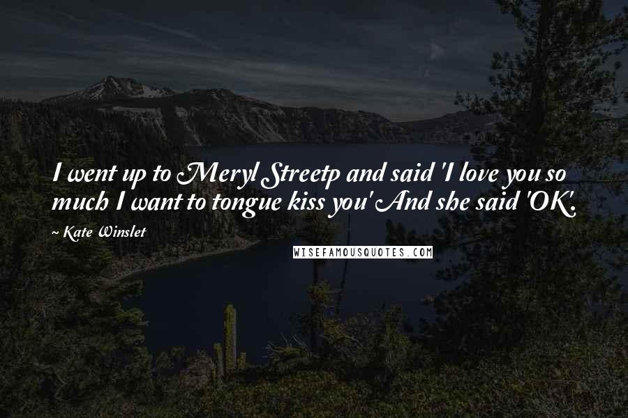 Kate Winslet Quotes: I went up to Meryl Streetp and said 'I love you so much I want to tongue kiss you' And she said 'OK'.