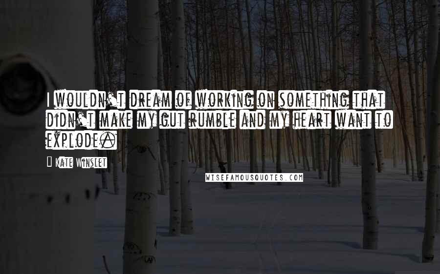 Kate Winslet Quotes: I wouldn't dream of working on something that didn't make my gut rumble and my heart want to explode.