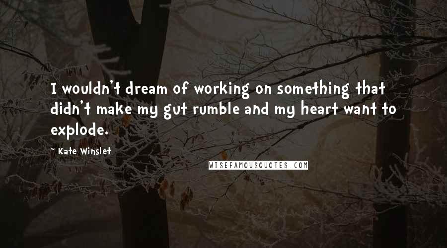 Kate Winslet Quotes: I wouldn't dream of working on something that didn't make my gut rumble and my heart want to explode.