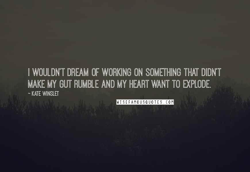 Kate Winslet Quotes: I wouldn't dream of working on something that didn't make my gut rumble and my heart want to explode.