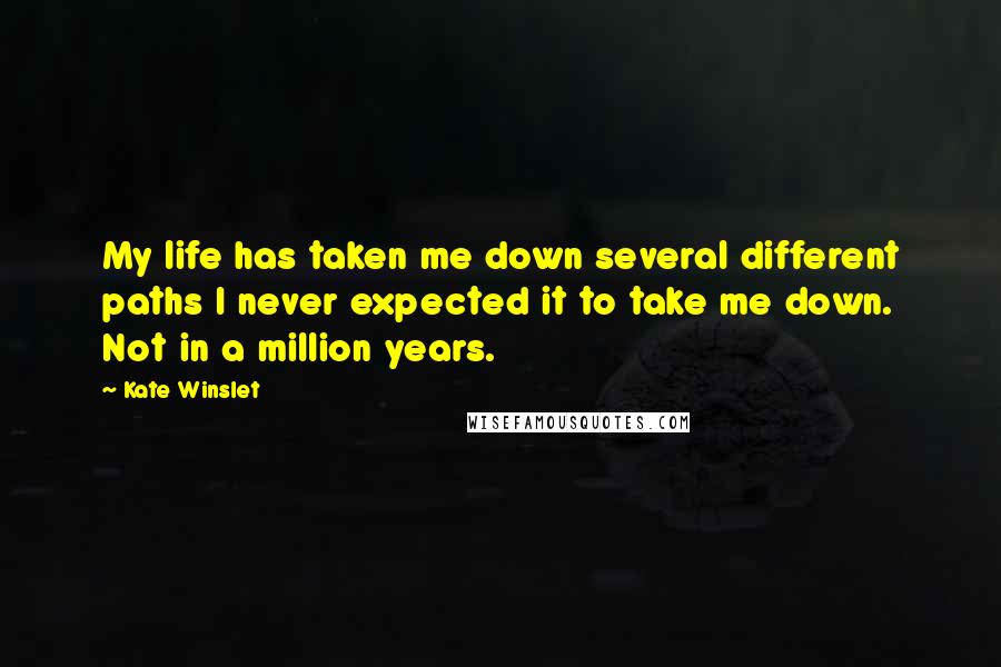 Kate Winslet Quotes: My life has taken me down several different paths I never expected it to take me down. Not in a million years.