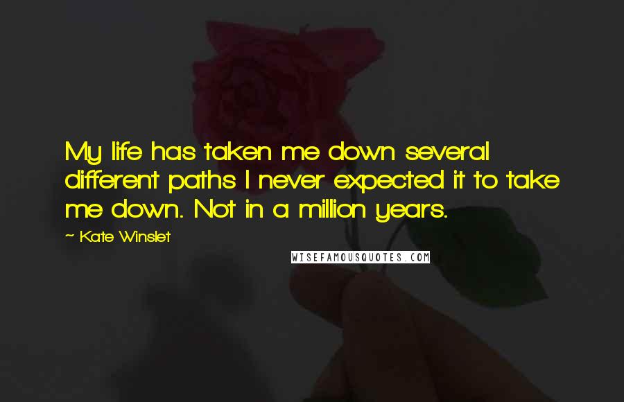 Kate Winslet Quotes: My life has taken me down several different paths I never expected it to take me down. Not in a million years.