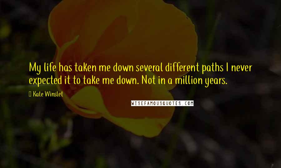 Kate Winslet Quotes: My life has taken me down several different paths I never expected it to take me down. Not in a million years.