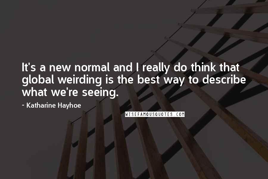 Katharine Hayhoe Quotes: It's a new normal and I really do think that global weirding is the best way to describe what we're seeing.