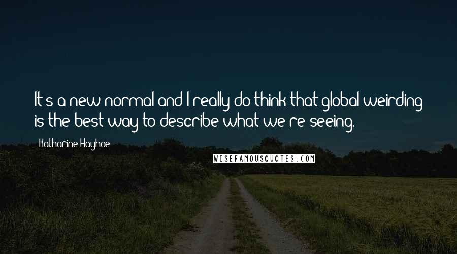Katharine Hayhoe Quotes: It's a new normal and I really do think that global weirding is the best way to describe what we're seeing.