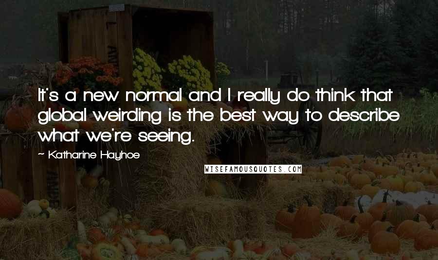 Katharine Hayhoe Quotes: It's a new normal and I really do think that global weirding is the best way to describe what we're seeing.