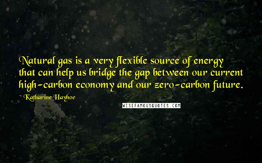 Katharine Hayhoe Quotes: Natural gas is a very flexible source of energy that can help us bridge the gap between our current high-carbon economy and our zero-carbon future.