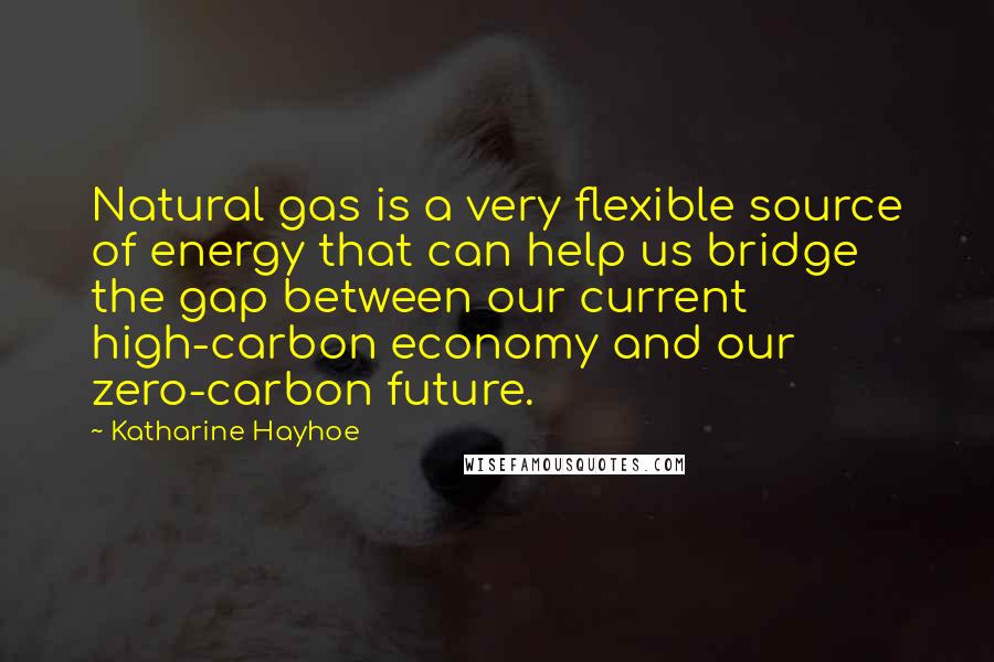 Katharine Hayhoe Quotes: Natural gas is a very flexible source of energy that can help us bridge the gap between our current high-carbon economy and our zero-carbon future.