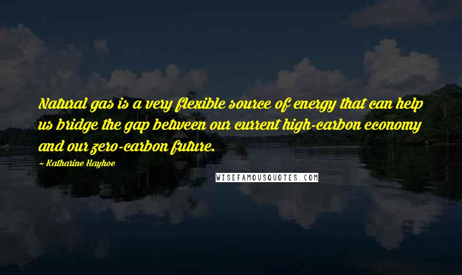 Katharine Hayhoe Quotes: Natural gas is a very flexible source of energy that can help us bridge the gap between our current high-carbon economy and our zero-carbon future.