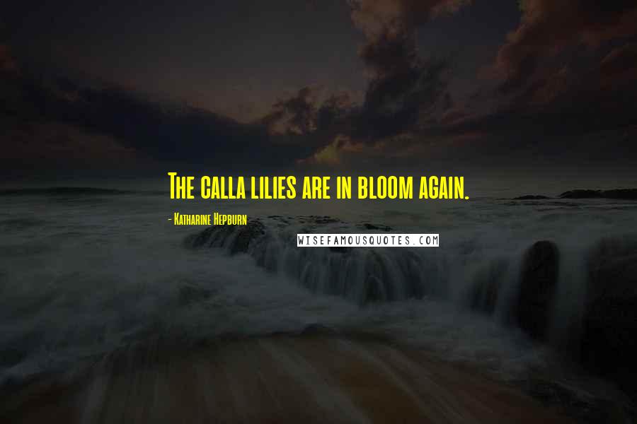 Katharine Hepburn Quotes: The calla lilies are in bloom again.