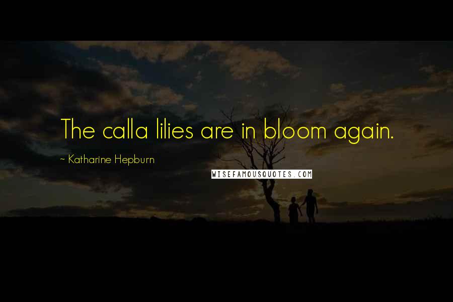 Katharine Hepburn Quotes: The calla lilies are in bloom again.