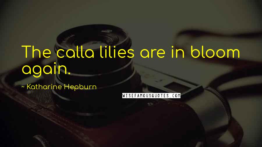 Katharine Hepburn Quotes: The calla lilies are in bloom again.