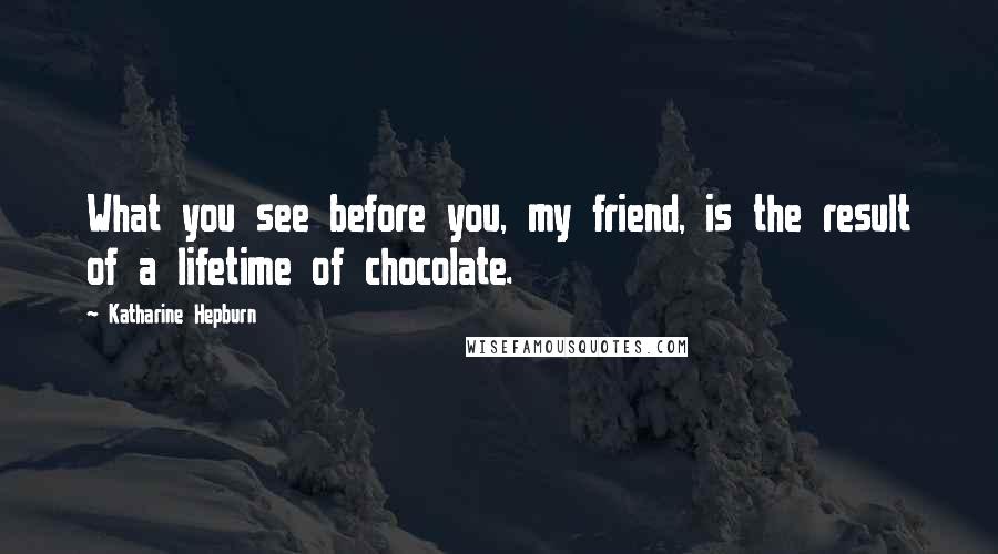 Katharine Hepburn Quotes: What you see before you, my friend, is the result of a lifetime of chocolate.