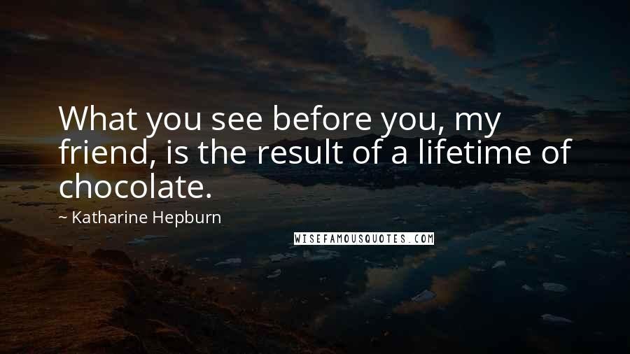 Katharine Hepburn Quotes: What you see before you, my friend, is the result of a lifetime of chocolate.