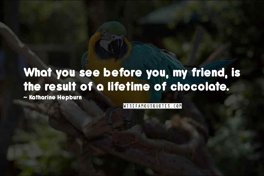 Katharine Hepburn Quotes: What you see before you, my friend, is the result of a lifetime of chocolate.