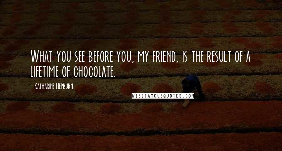 Katharine Hepburn Quotes: What you see before you, my friend, is the result of a lifetime of chocolate.