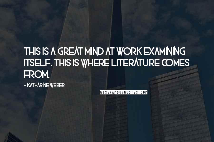 Katharine Weber Quotes: This is a great mind at work examining itself. This is where literature comes from.